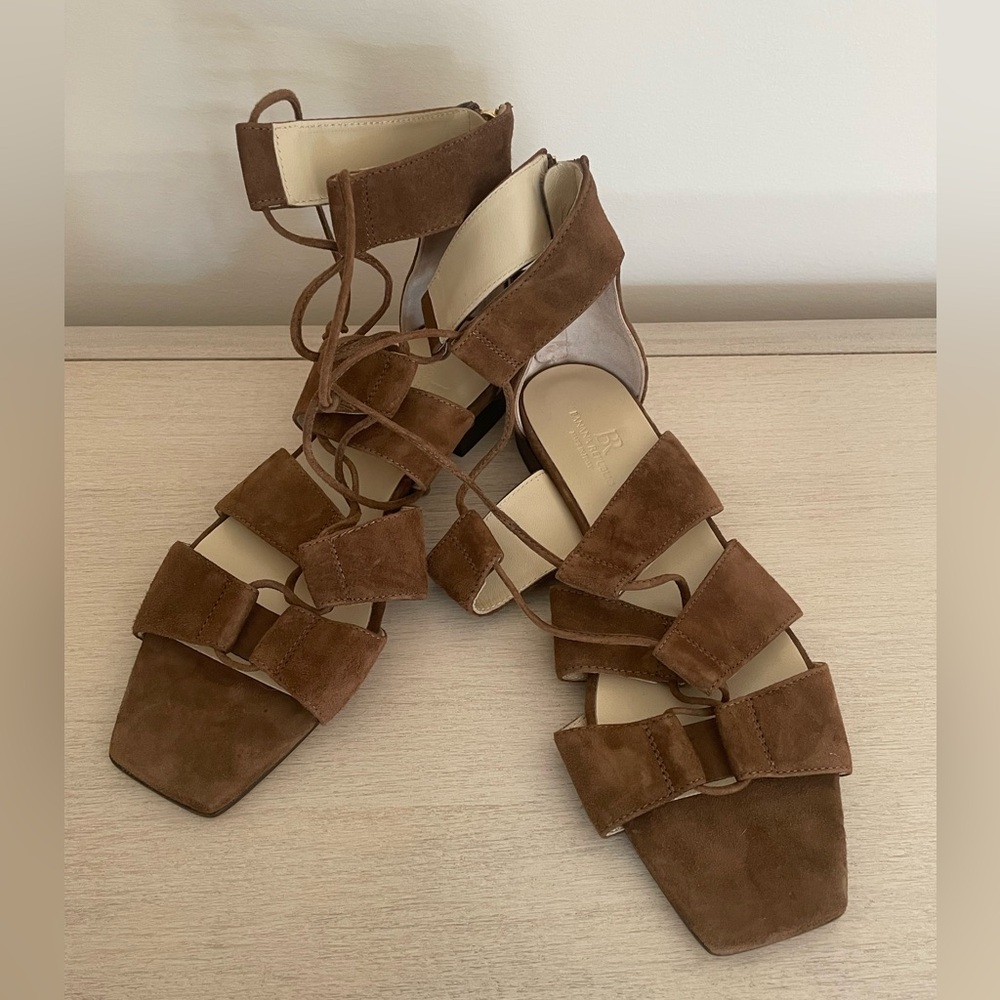 Banana Republic suede lace up sandals with back zipper
